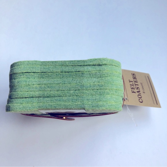 2/$20 NEW Felt Coasters 8 Pack 4” x 4” Green - Picture 7 of 16